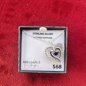Brilliance Sterling Silver Heart Necklace with Blue Sapphire